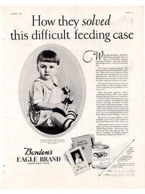 Borden Eagle Brand Condensed Milk Advertisement 1925 Vintage Food Baby Child